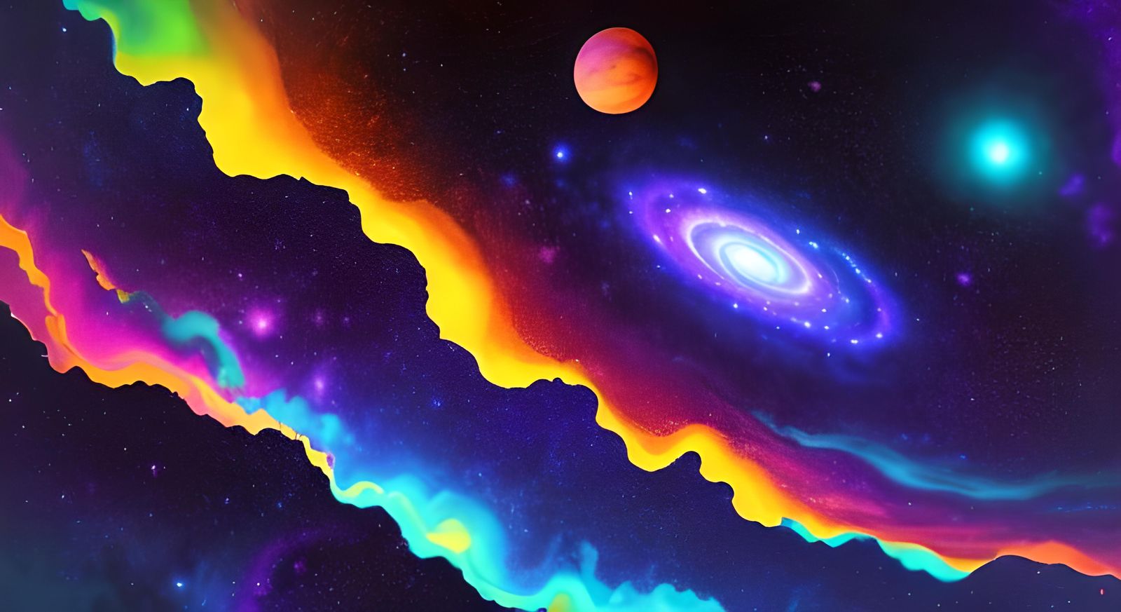 Colorful Cosmic Galaxy in Dark Space