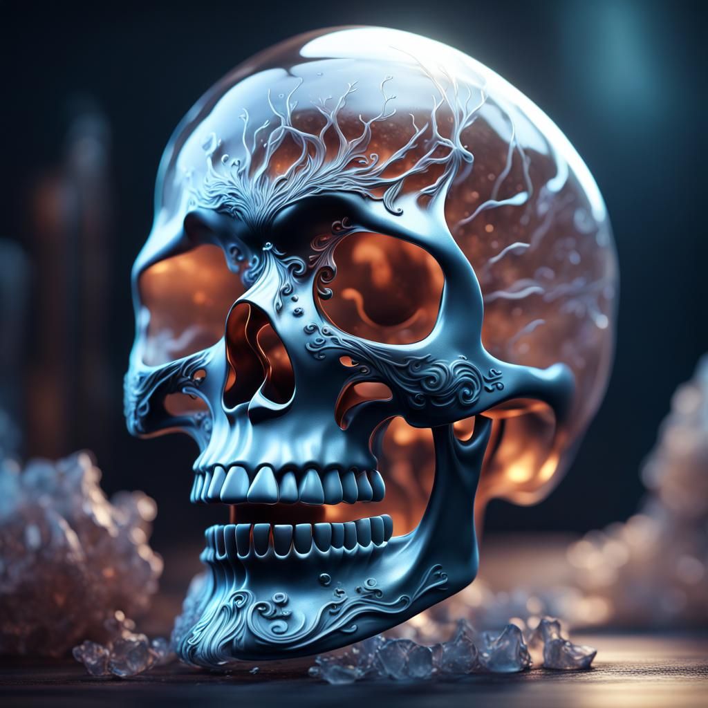 Ghost in Crystal Skull: Detailed Fantasy Art