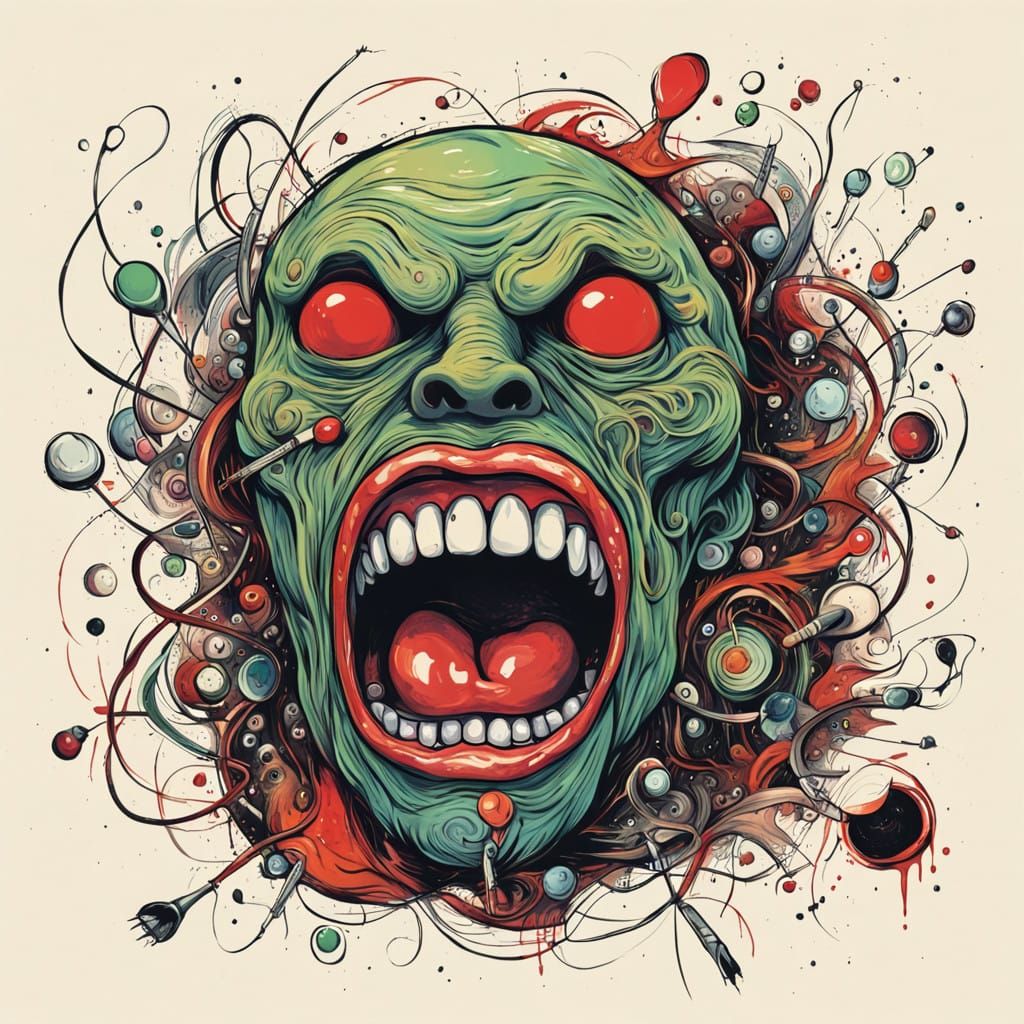 Raw, Abstract Album Cover Art in Childlike, Chaotic Style