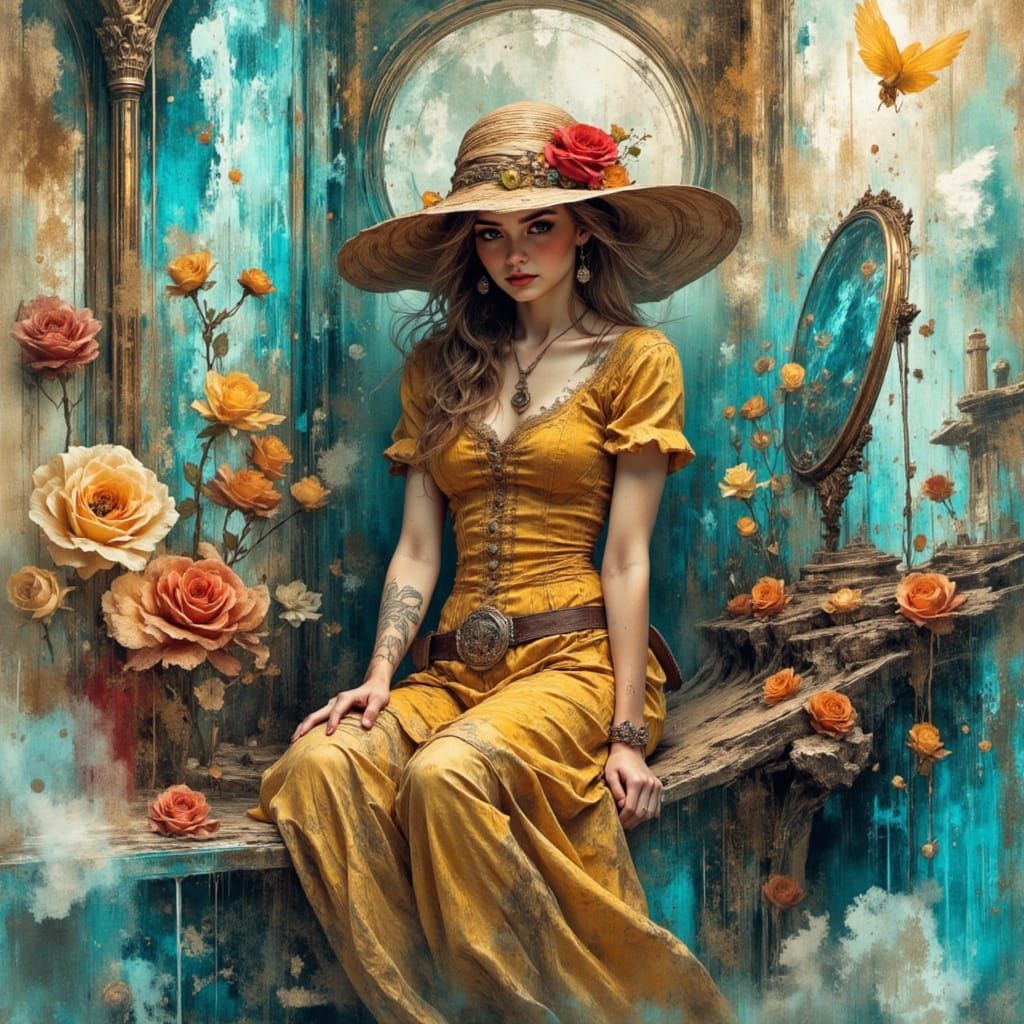Fae Girl in Aeroplane Dreamscape as Fantasy Art