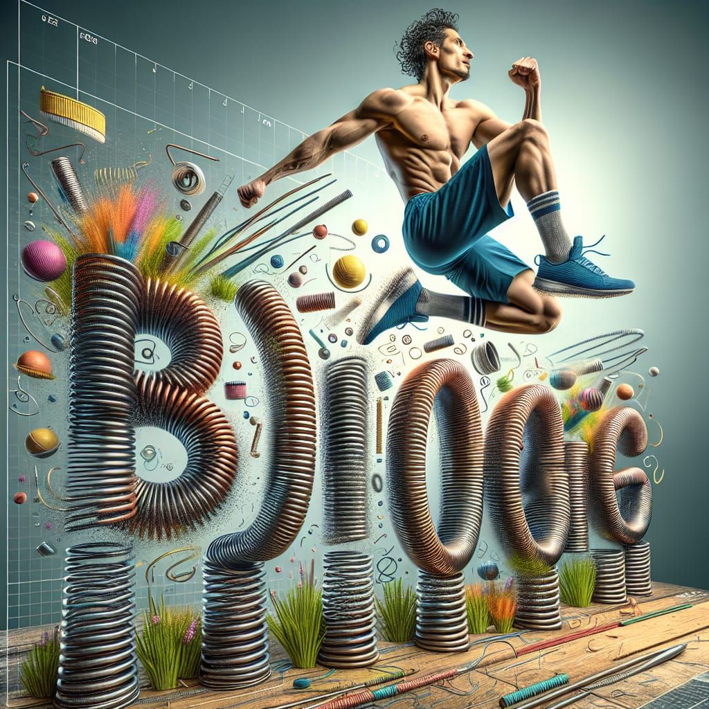 Man Bouncing on 'BOING' Springs in Hyperrealistic HDR