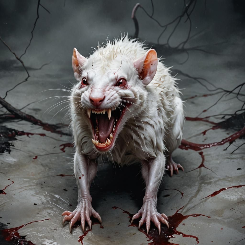 Albino Vampire Were-Rat in Hyperrealistic Style