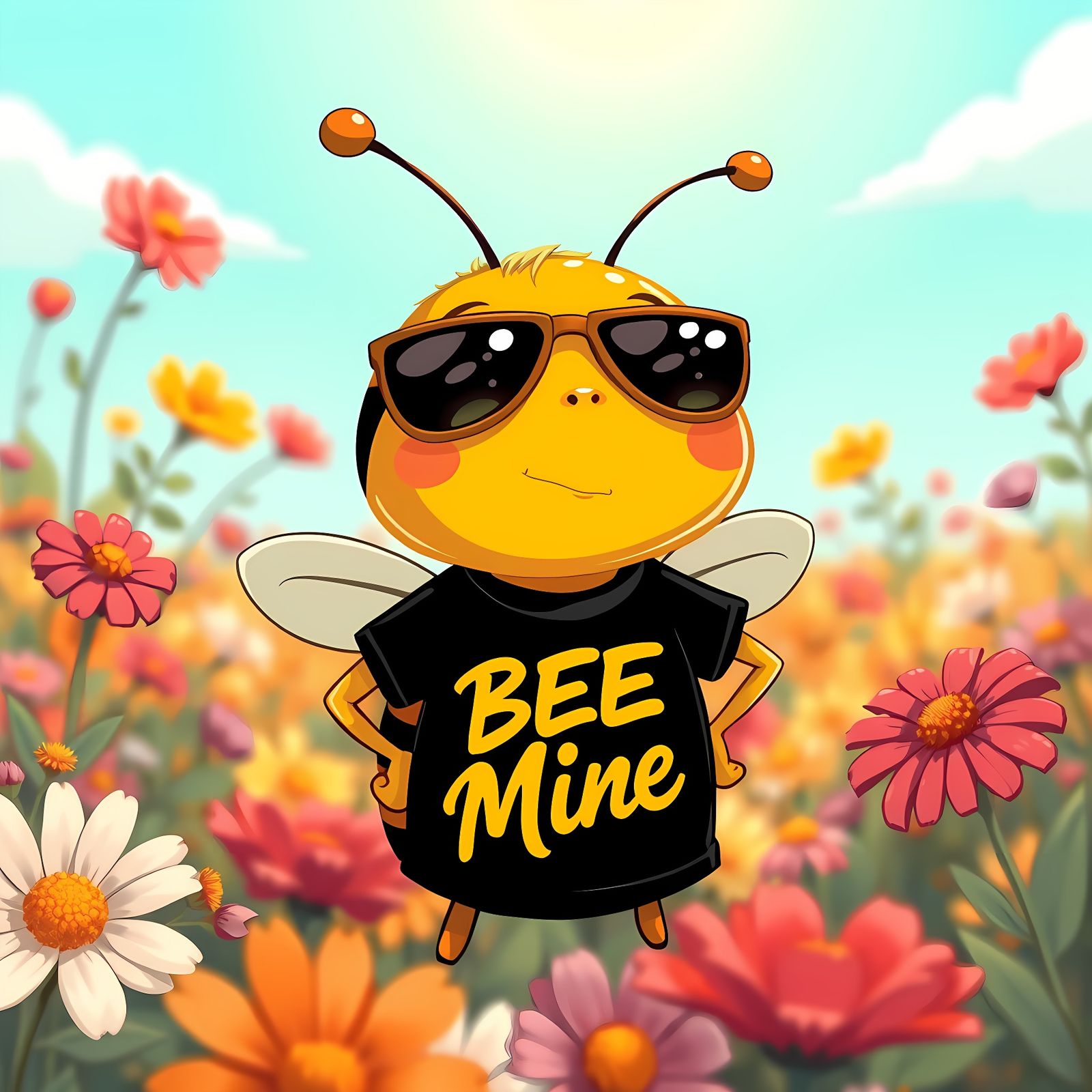 Cool Cartoon Bee with Shades and a T-Shirt