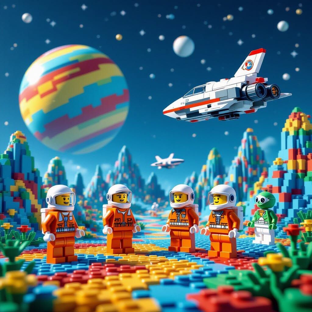 Vibrant Lego Space Exploration Scene