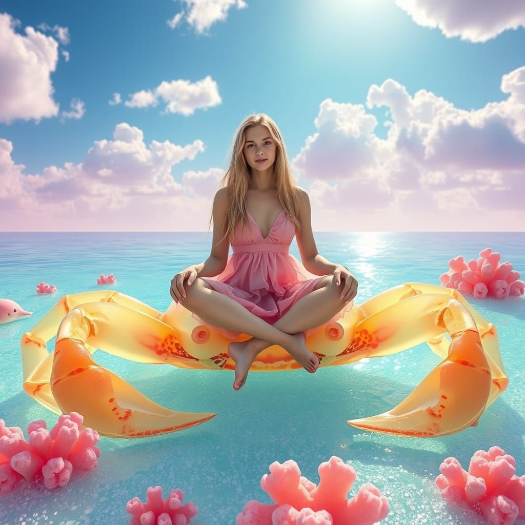 Candy Ocean Dream: A Surreal Pastel Scene