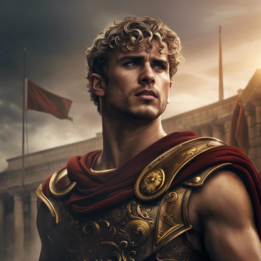 Roman Youth with Golden Eyes in Detailed Matte Painting