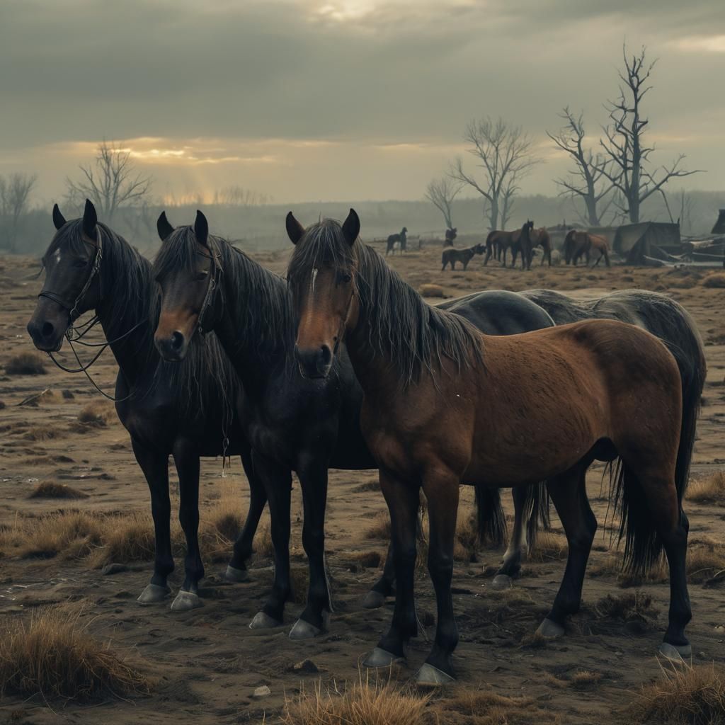 Dystopian Unity: Horses and Humans in Apocalyptic Landscape