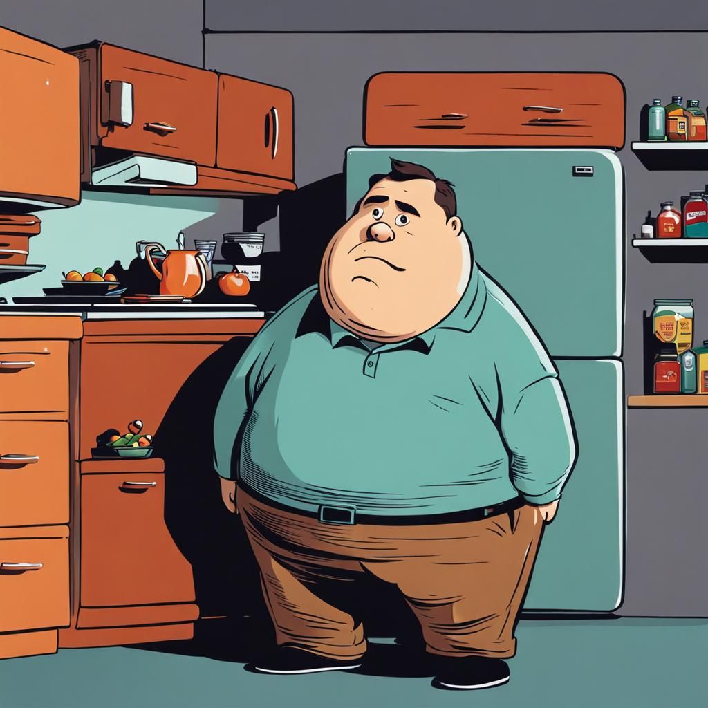 Worried Man Captured Atop Refrigerator