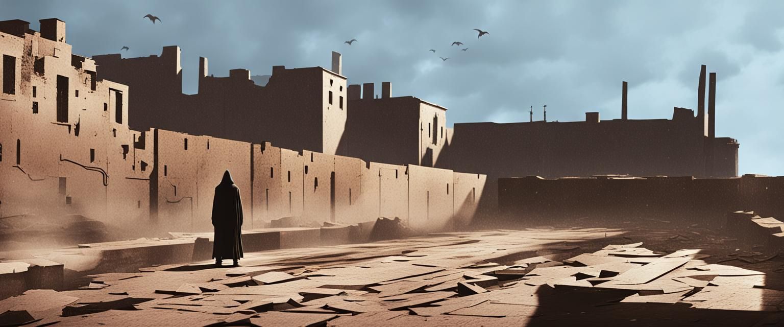 Ominous Hooded Figure in Dark Alleyway