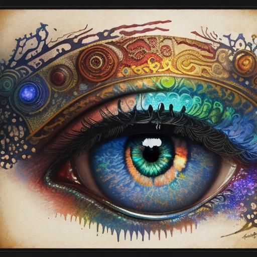 Biometric Imagineer with Mandelbulb Eye in Alcohol Inks