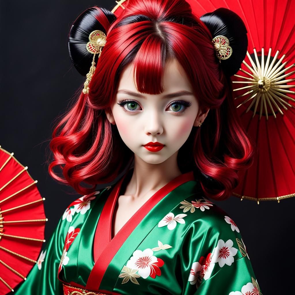 European Samurai Girl in Kimono