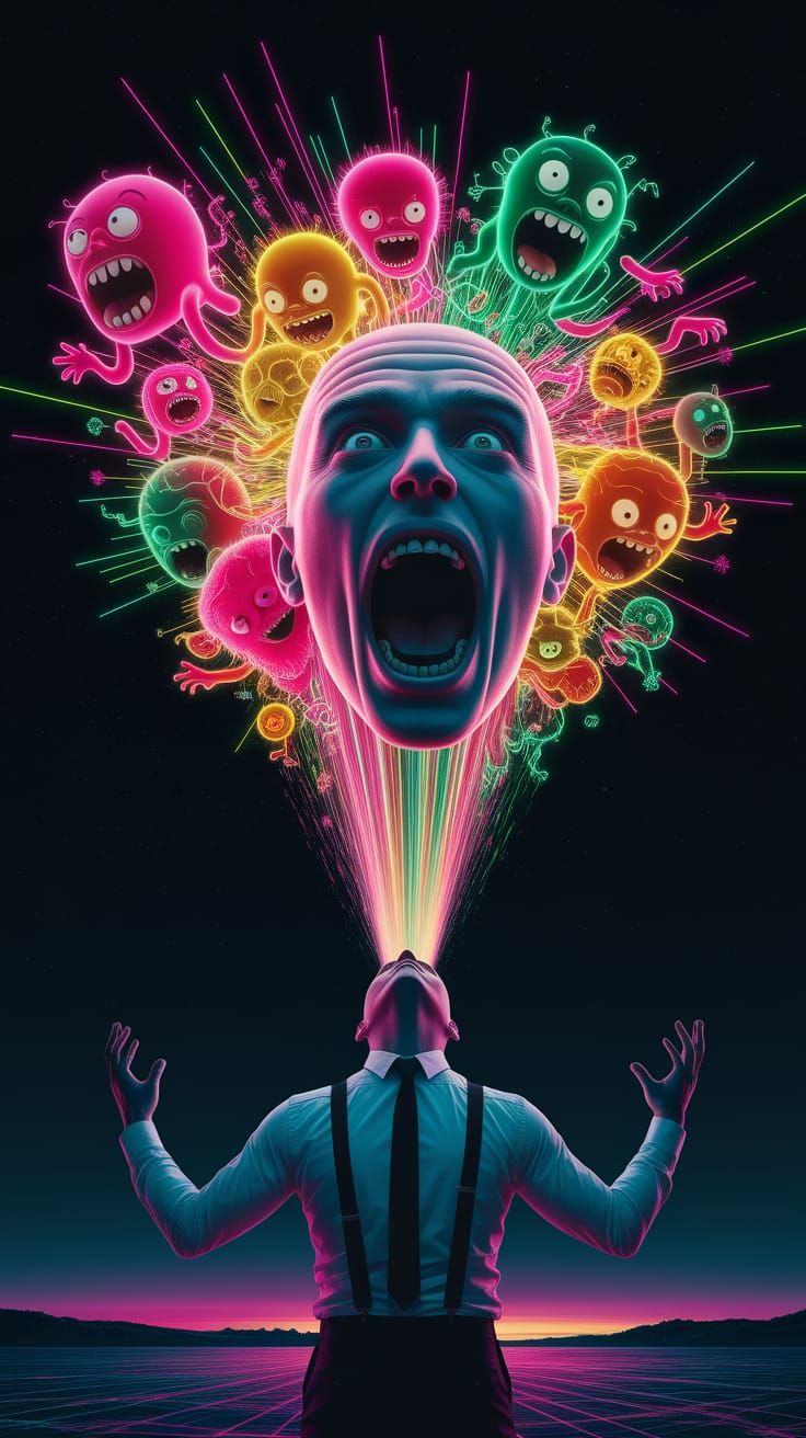 Psychedelic Neon Explosion: A Digital Art Spectacle