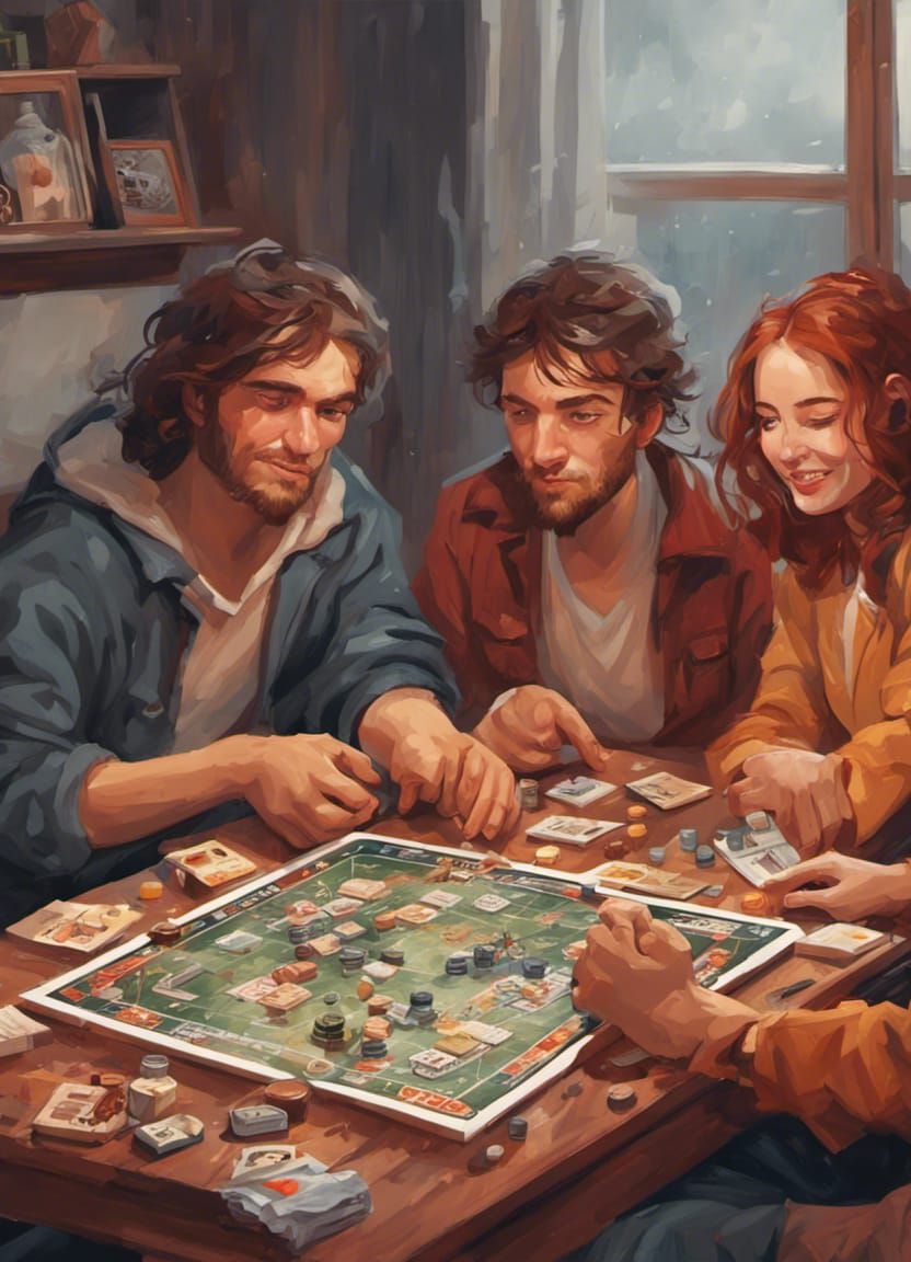portrait of people having fun playing board games inside