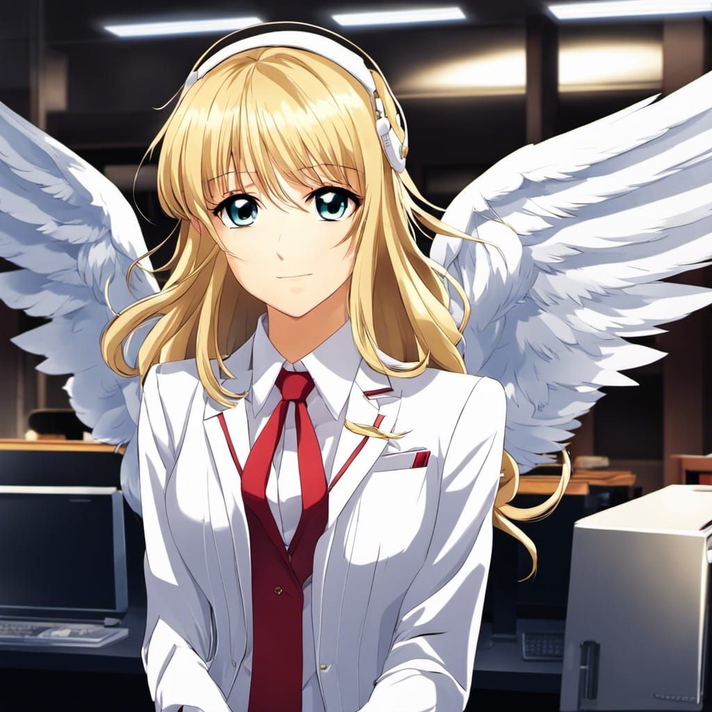 Anime Angel Girl in Business Suit