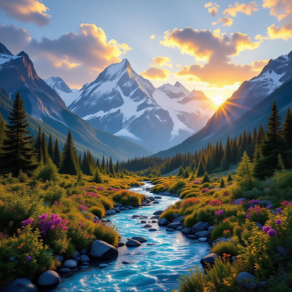 Majestic Mountain Landscape at Golden Hour
