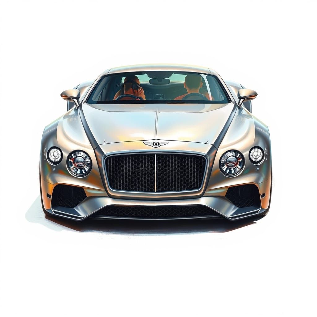 Futuristic Bentley in Gouache Style