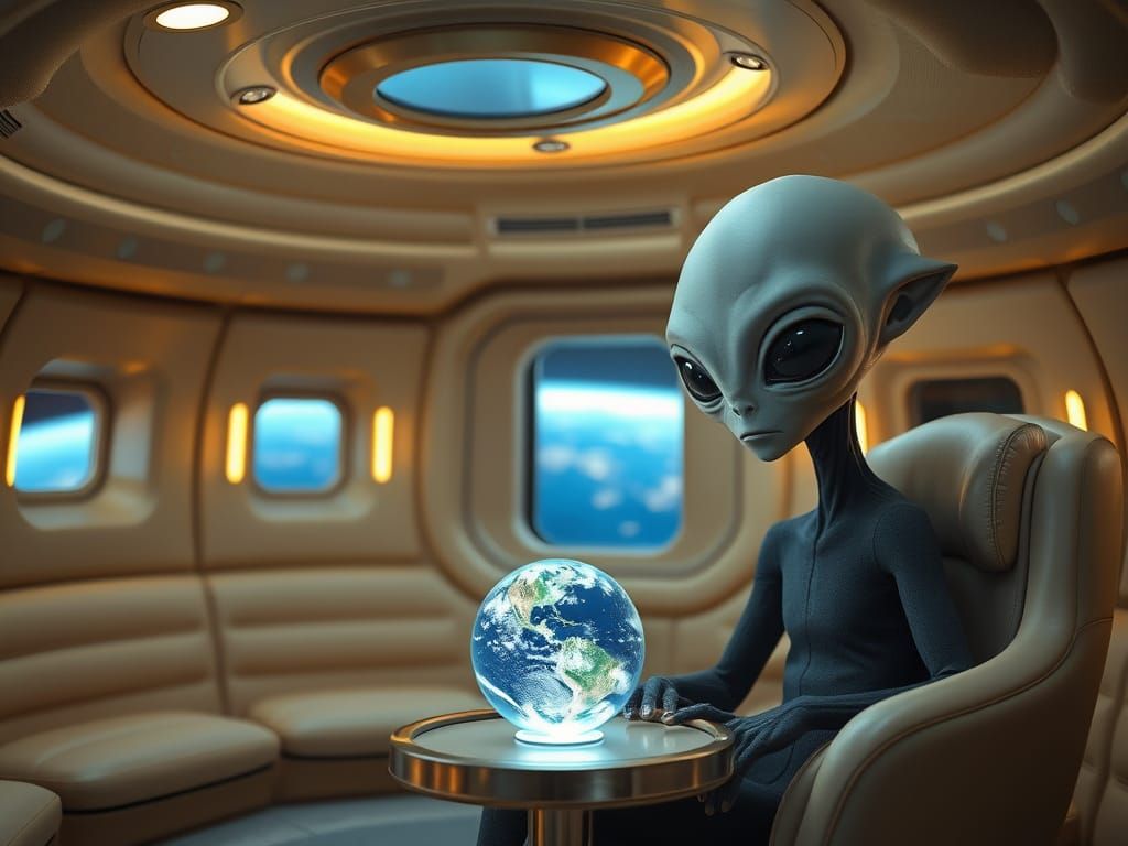 Luxurious Alien Spacecraft with Earth View and Holographic D...