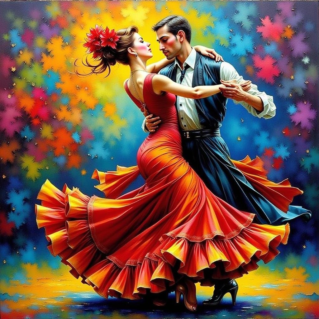 Dynamic Flamenco Dancer in Motion