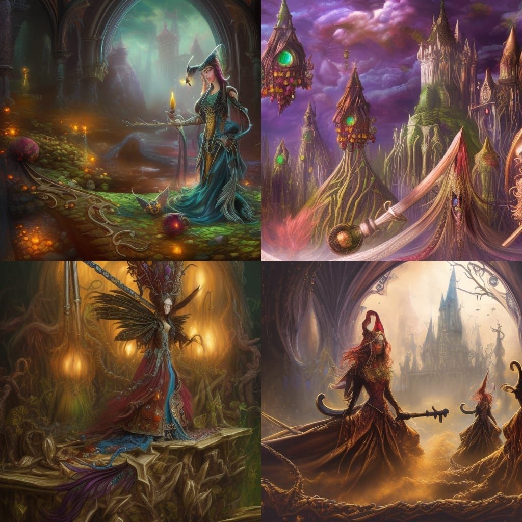 Elaborate Witches' Brooms in Dark Fantasy Concept Art