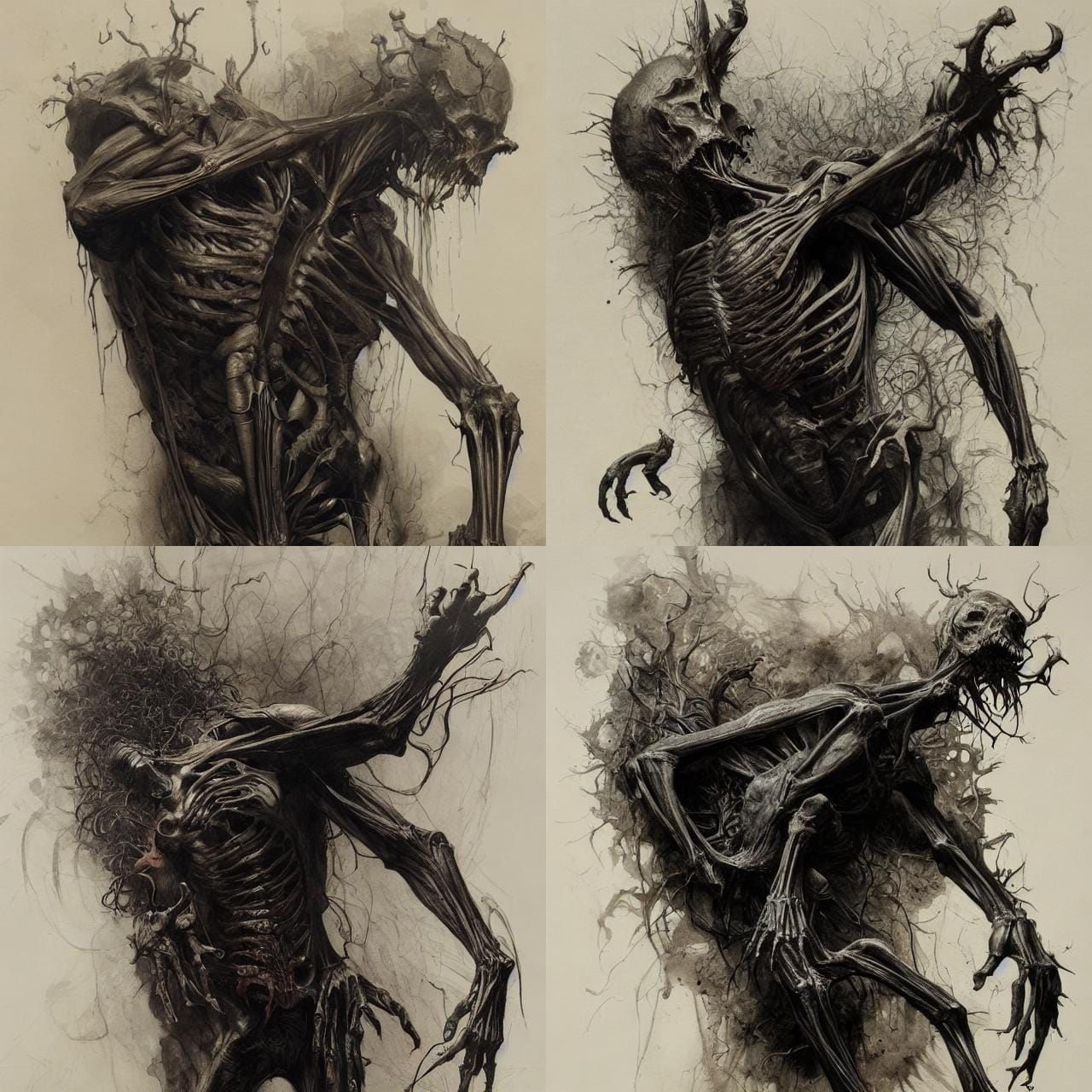 Sinister Anatomical Horror Drawing in Hyperrealism