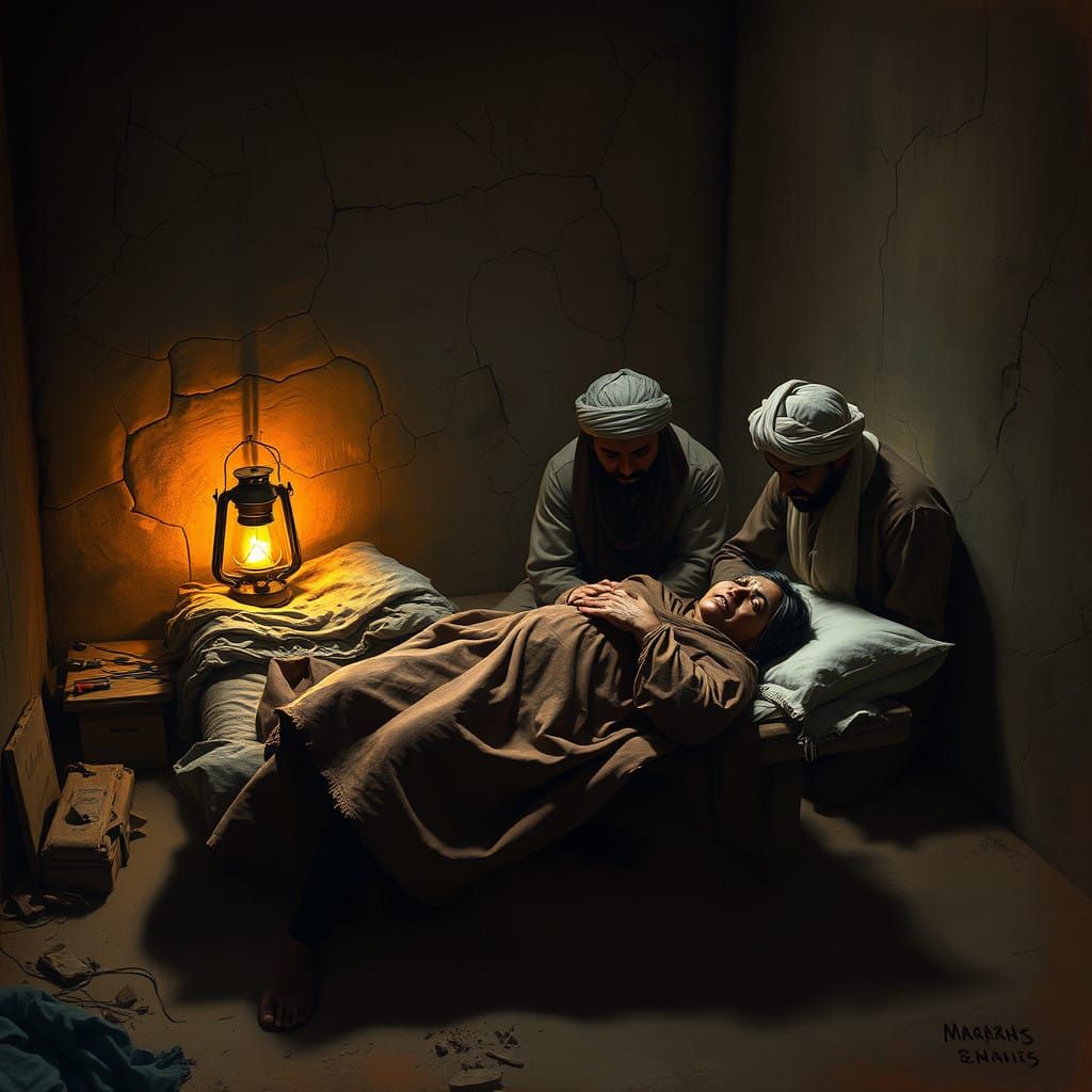 Rural Afghan Birth Scene in Earthy Hues