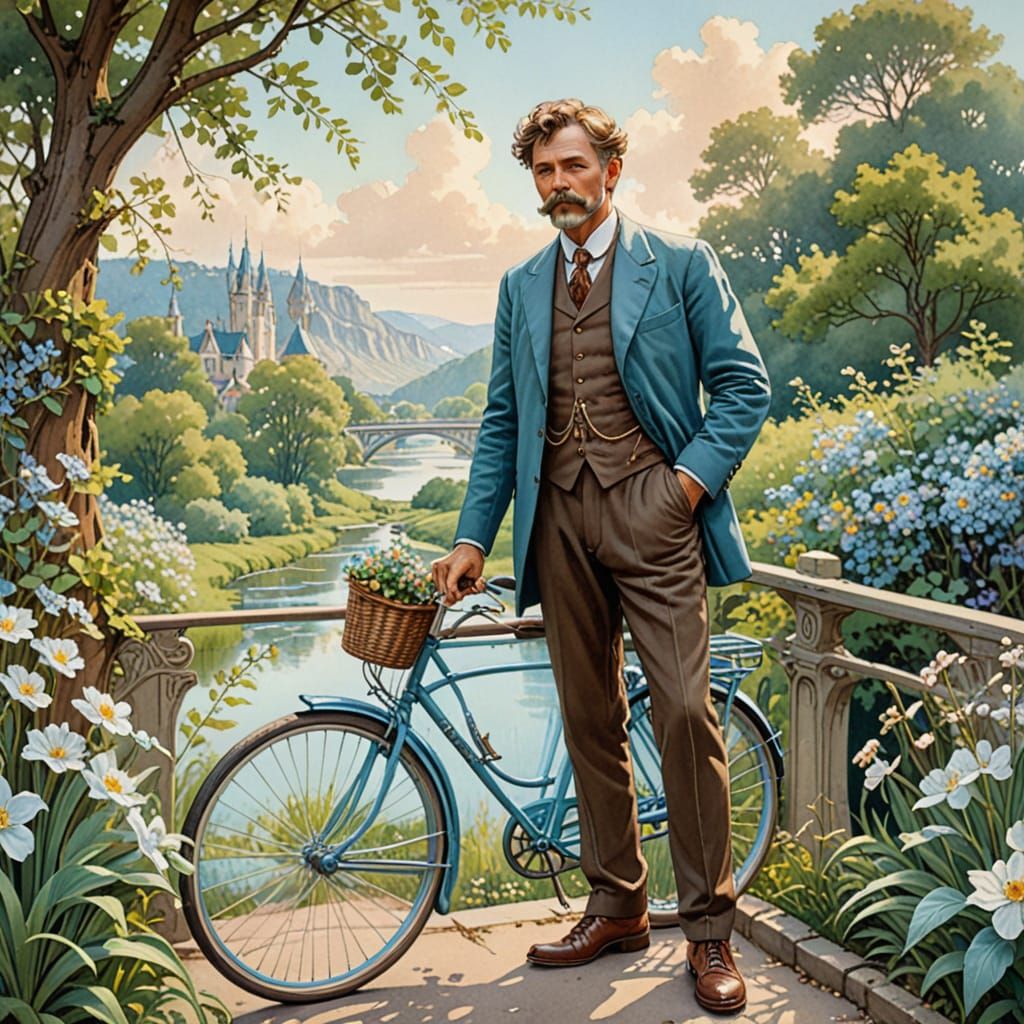 Elegant Gentleman in Art Nouveau Splendor