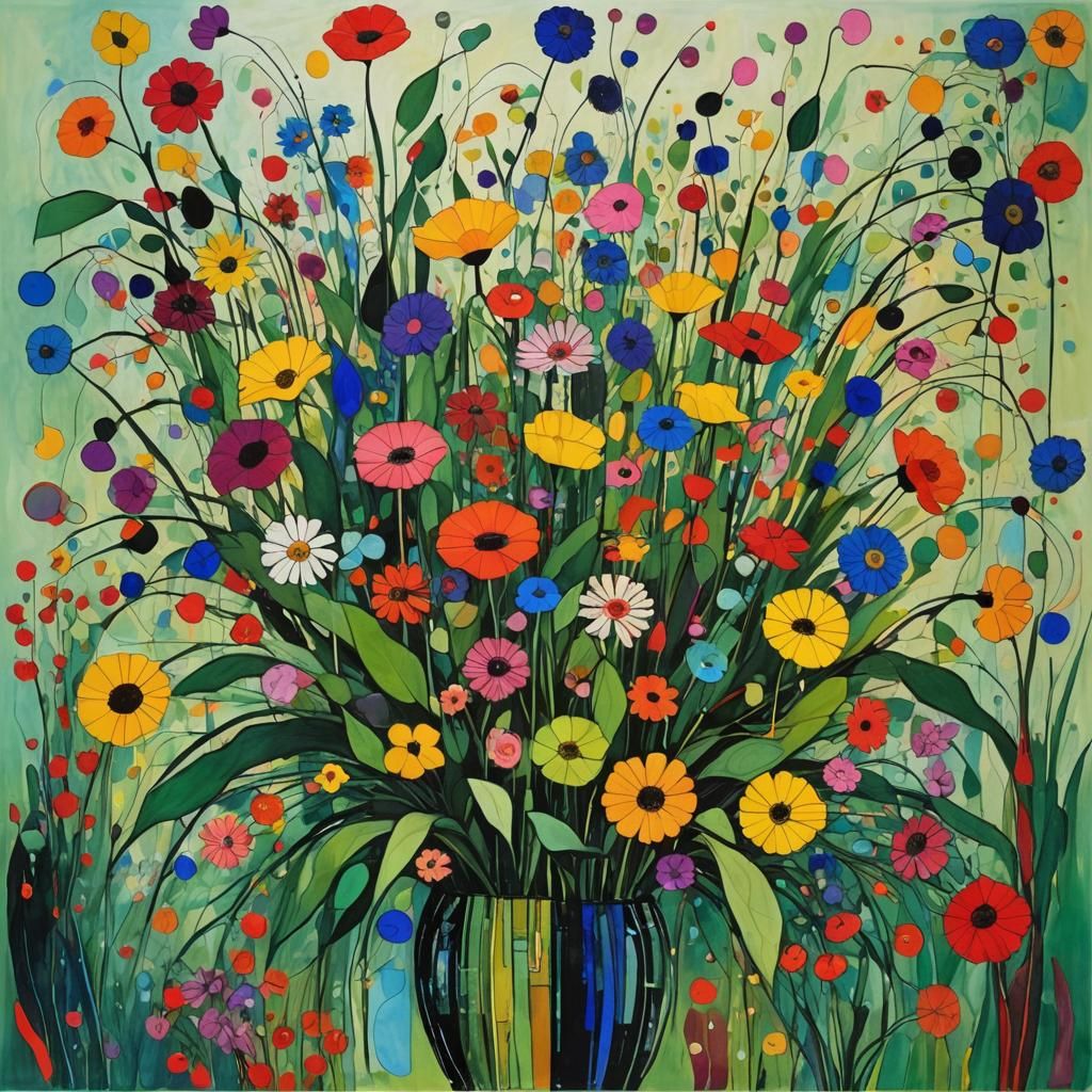 Botanical Floral Display in Abstract Modern Style