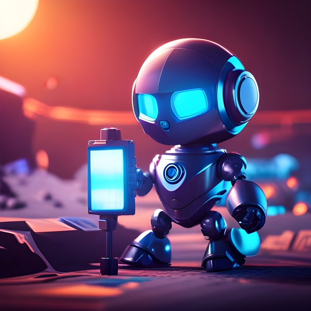 Cute Robot Cat in Kill Mode: Sci-Fi Art