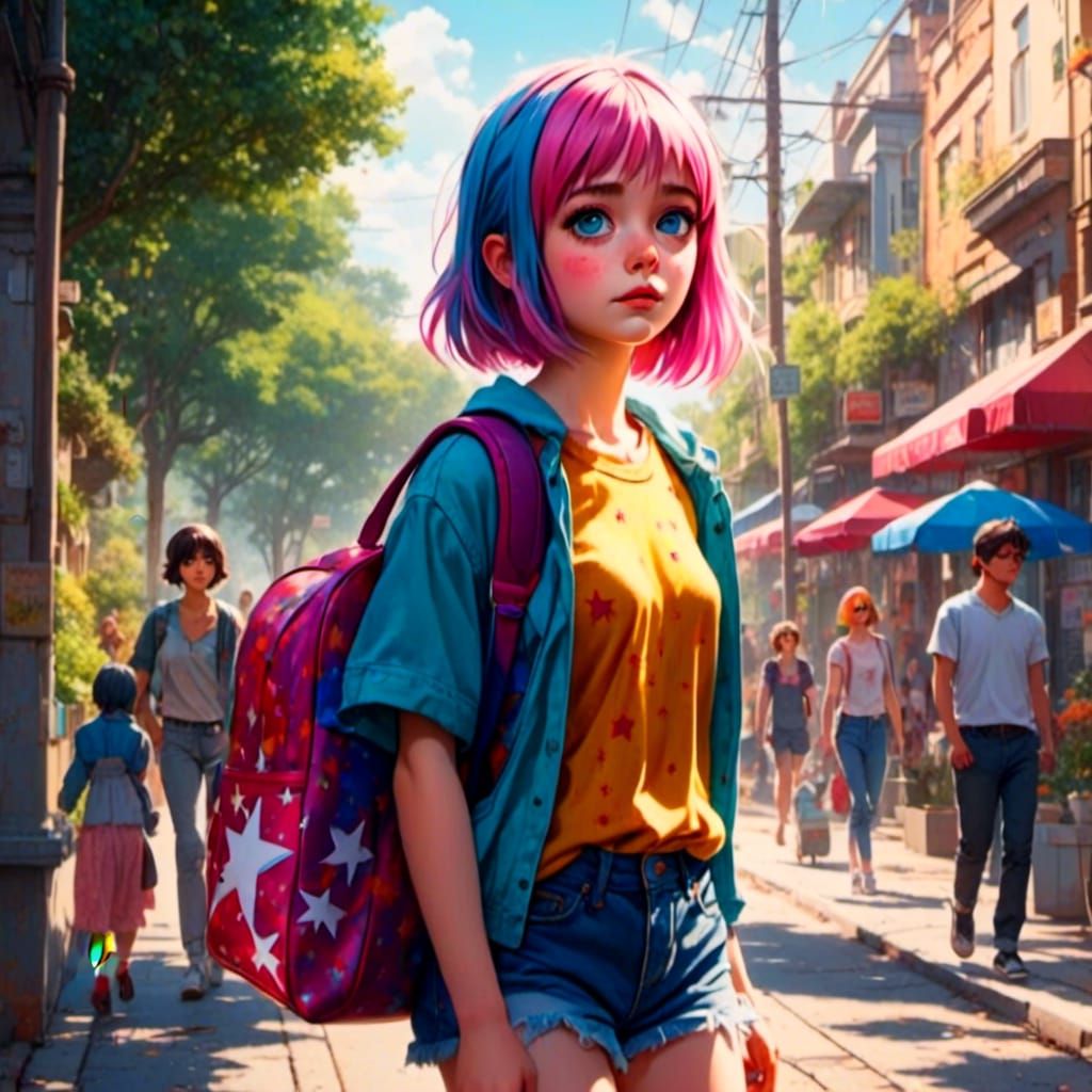 Teenage Ramona Flowers in 2.5D Anime Illustration