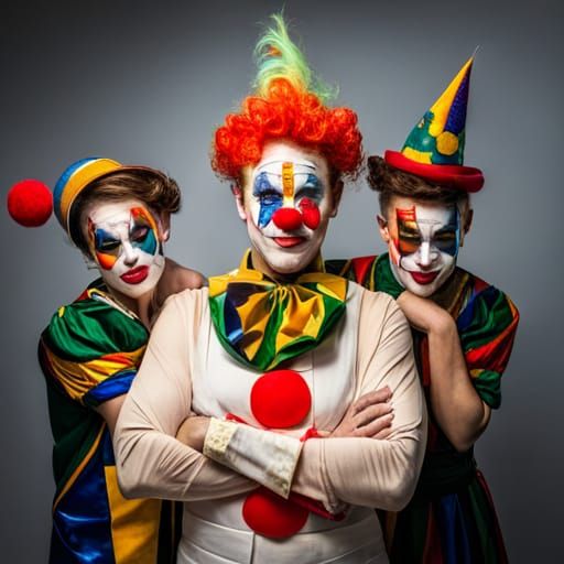 Delightful Family of Clowns Image