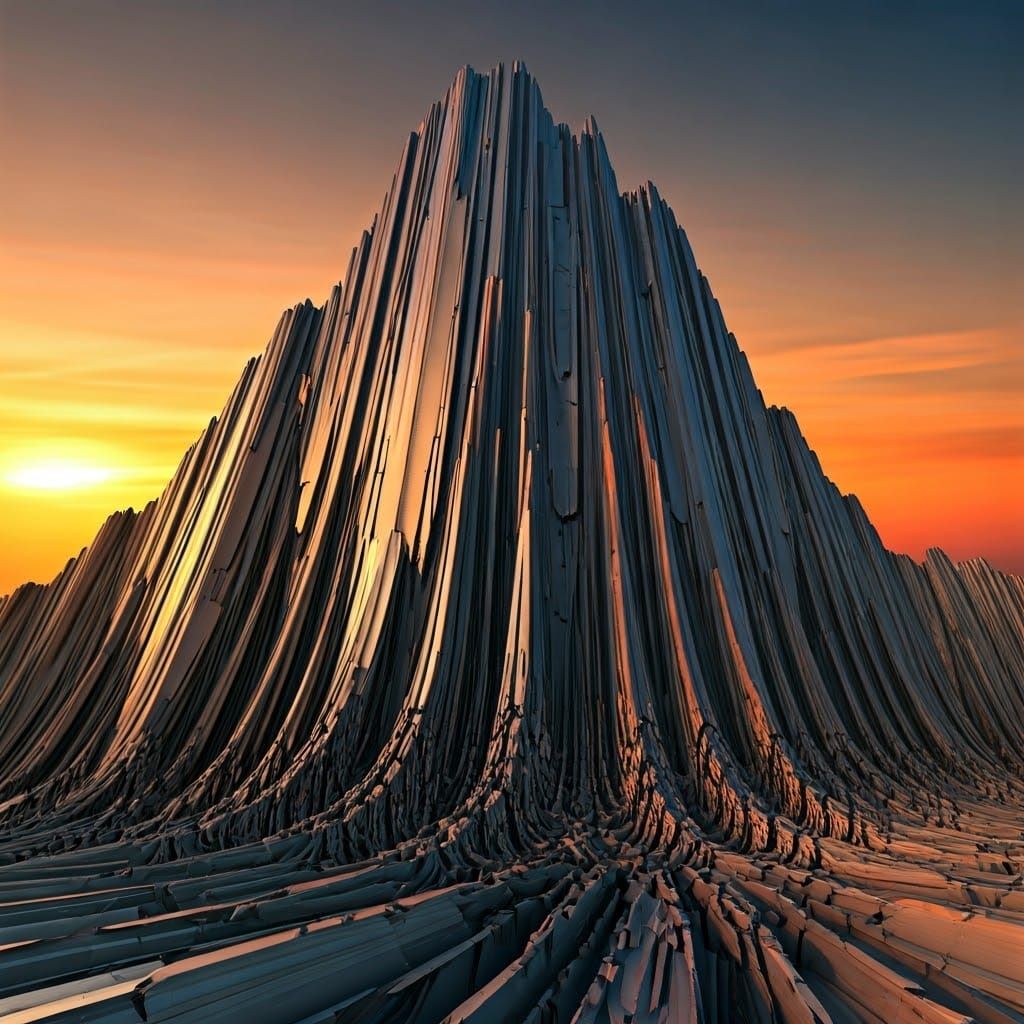 Majestic Crystal Mountain Range Refracting Sunset Hues