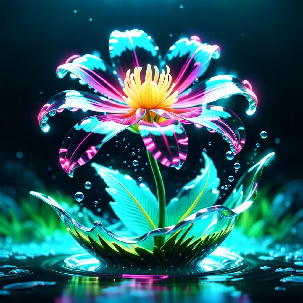 Underwater Glass Crystal Flowy Fantasy Flower