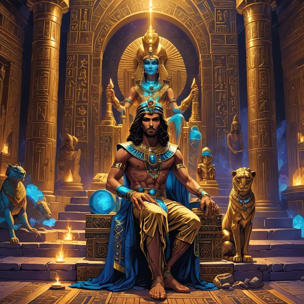 Hero Prince and Egyptian Queen in Blacklight Palace