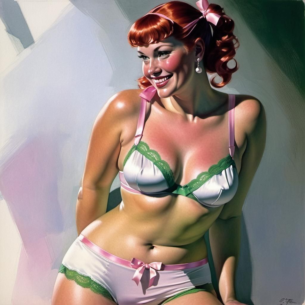 Redhead in Lingerie, Pin-Up Illustration