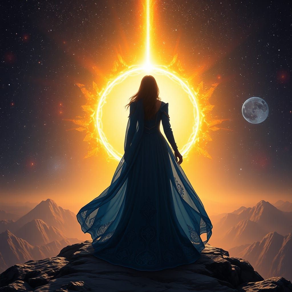 A Mysterious Woman Stands at the Edge of a Glowing Portal, G...