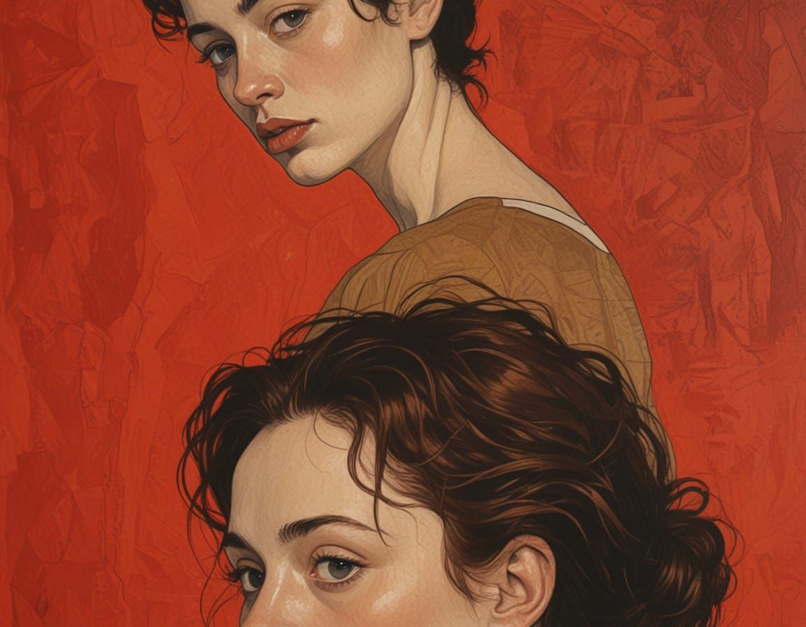 Expressive Woman Portrait in Expressionist Style