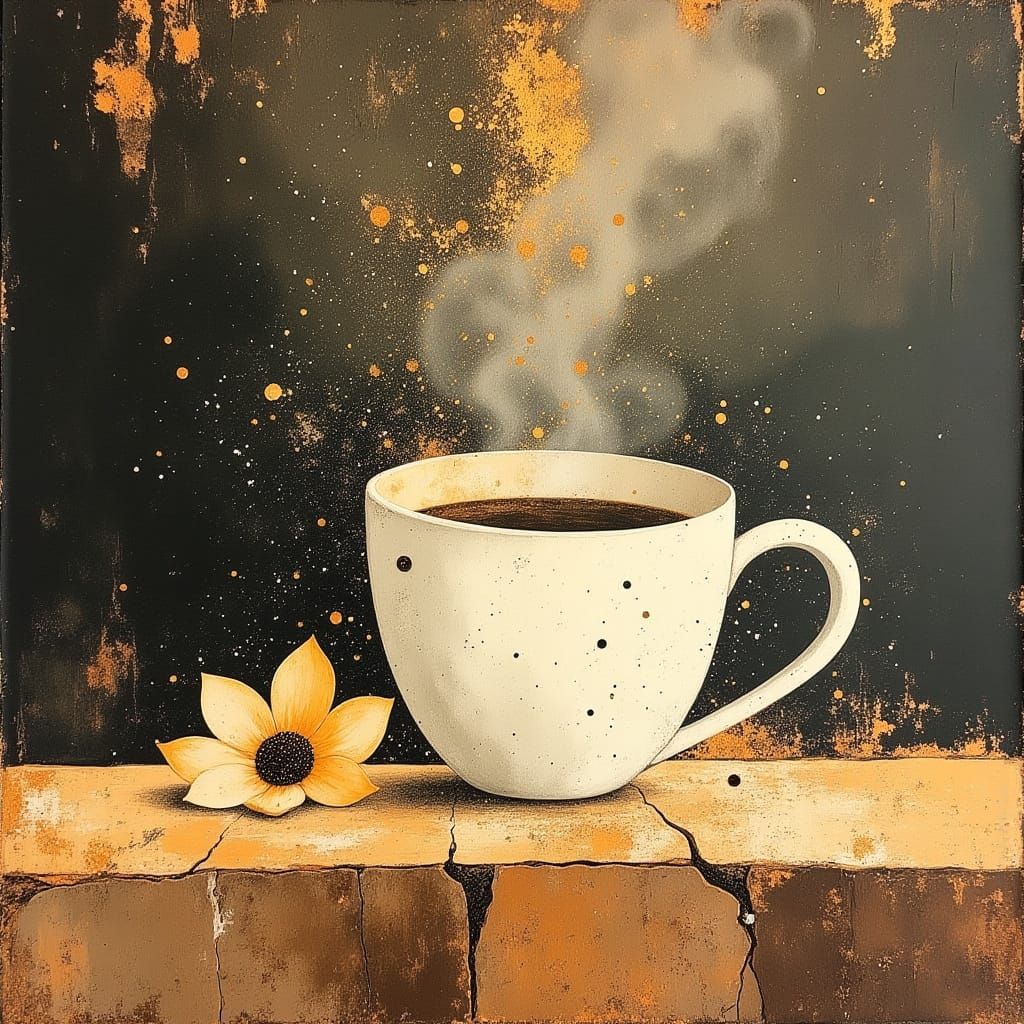 Steaming Coffee Mug with Healing Glow