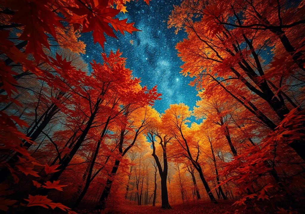 Stargazing Forest in Chagall-Inspired Style