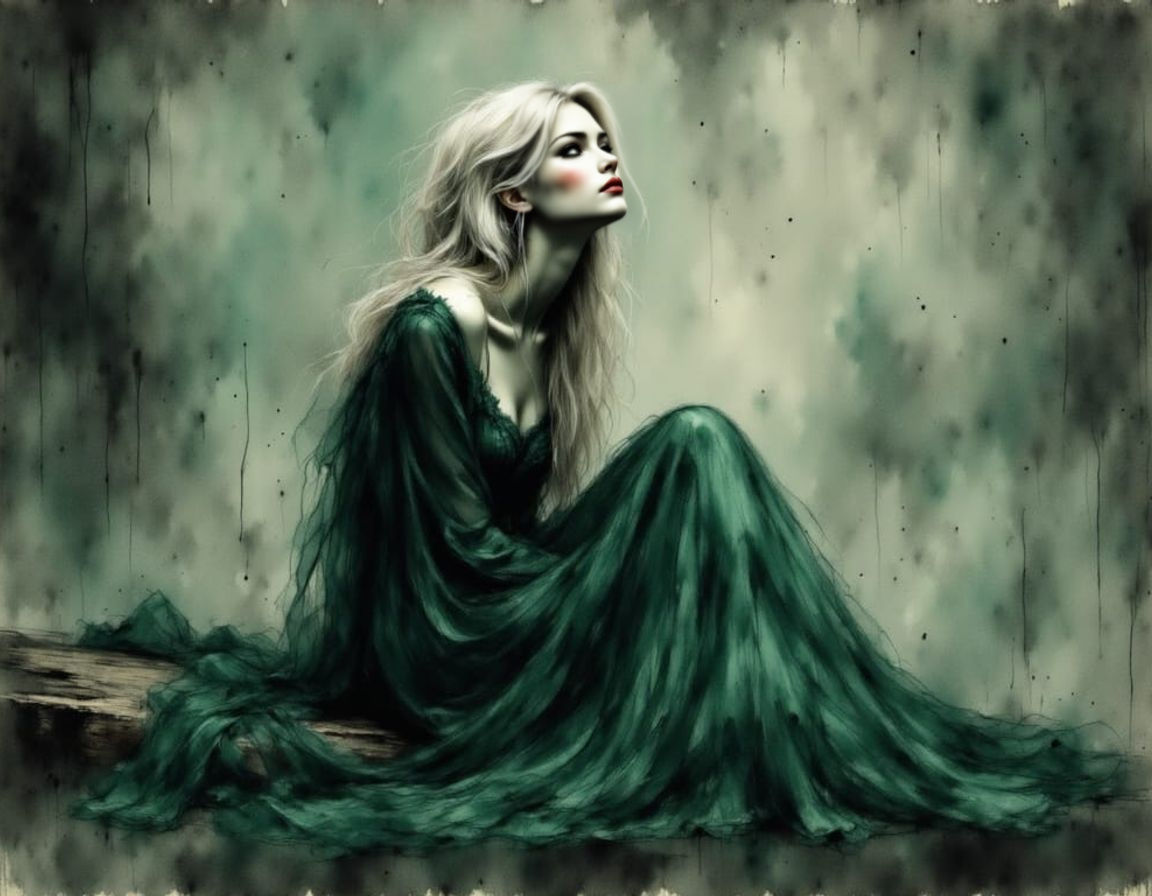 Norse Goddess in Vintage Charcoal Sketch Style