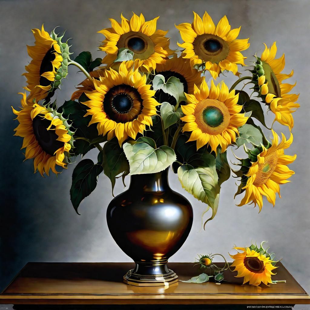 Sunflower Still-Life in Watercolor Style