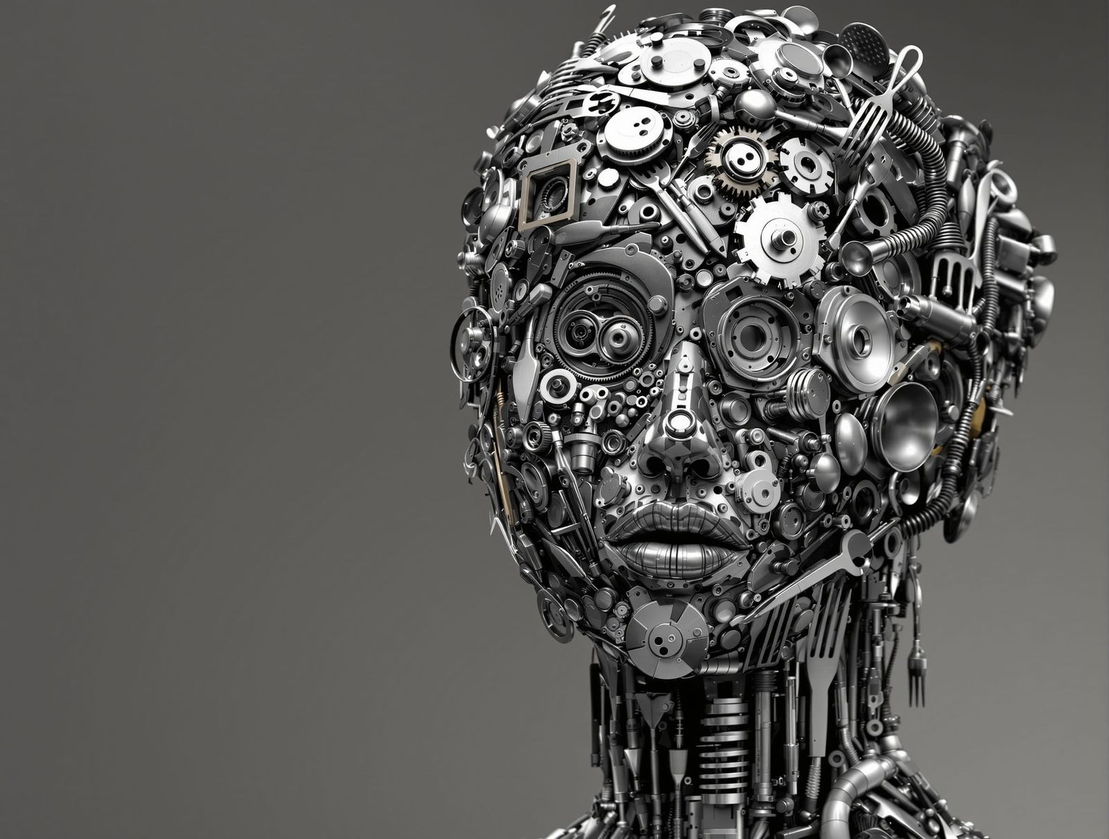 Metal Woman Portrait: Digital Steampunk Sculpture