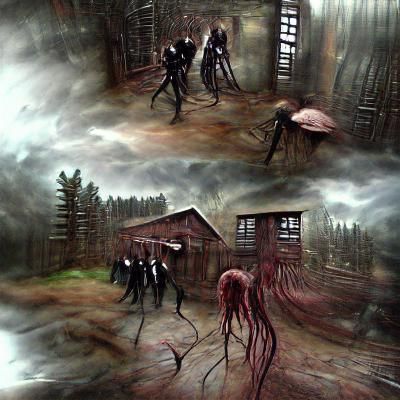 Slender Men vs. Ed Gein: Steampunk Cabin Brawl