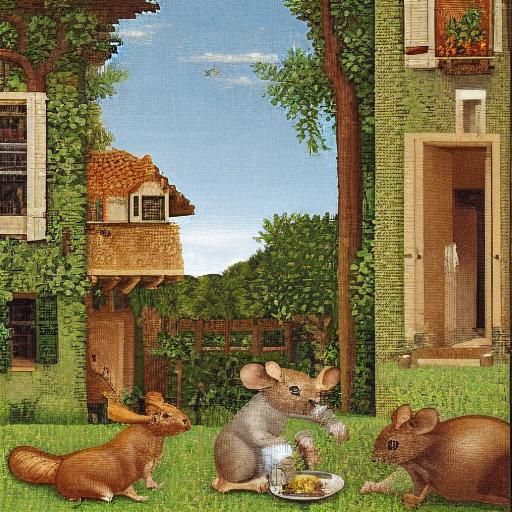 Pixelated Mouse in Pixelated House: 8-bit Art