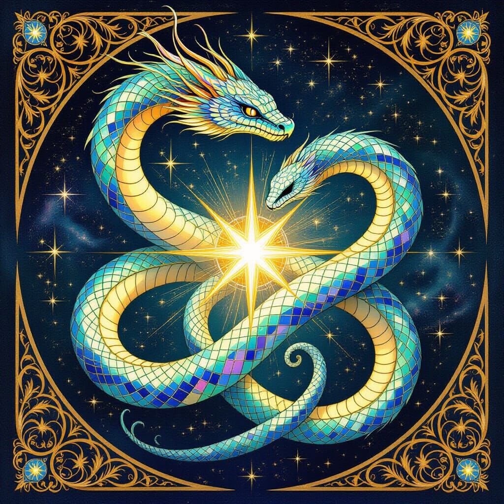 Celestial Serpent Coils Around Binary Star System