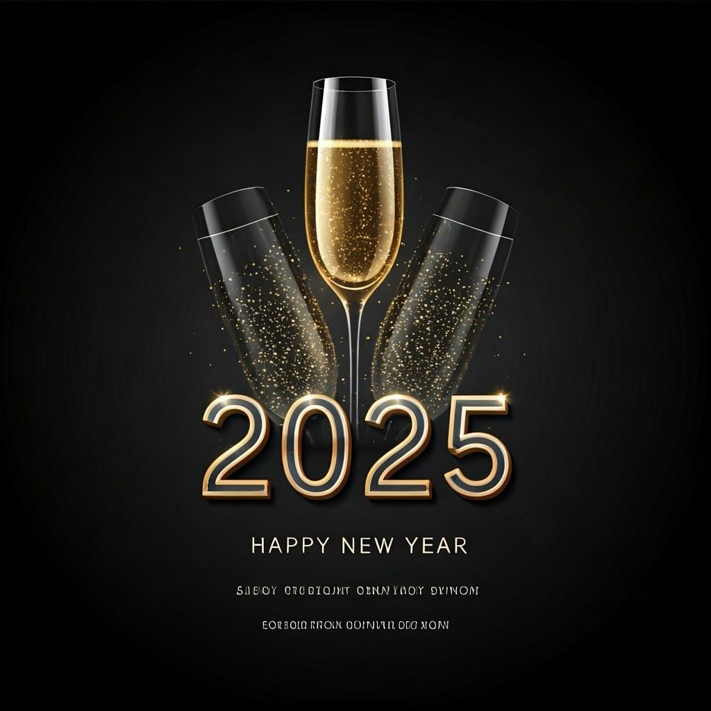 Luxurious New Year Flyer with Neon Accents and Glowing Detai...