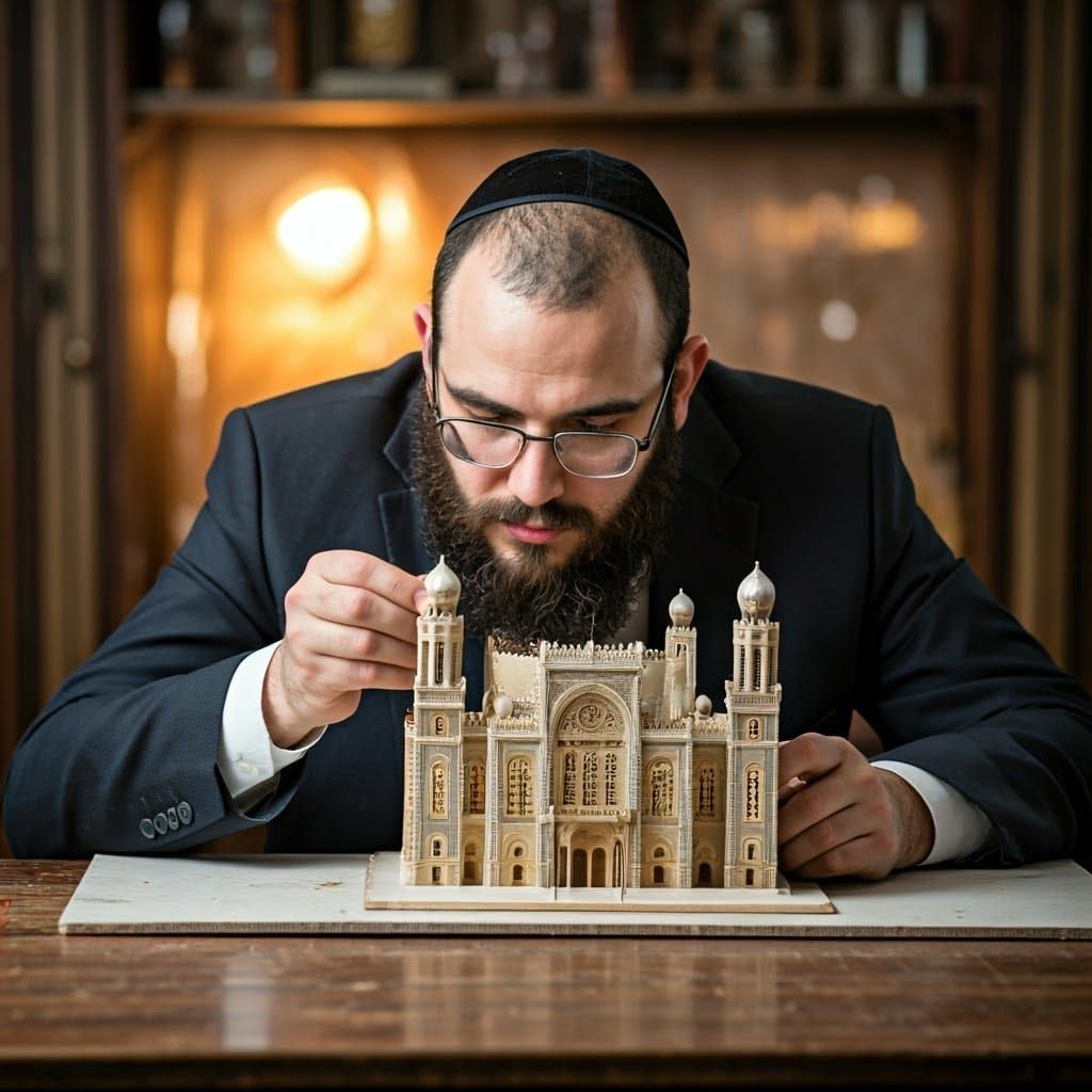 Hassidic Jew Creates Synagogue Models in Natural Light