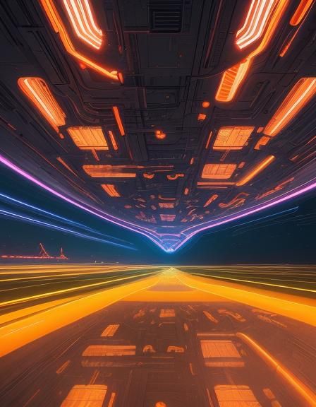 O'Neill Cylinder Space Colony in Neon Sci-Fi Style