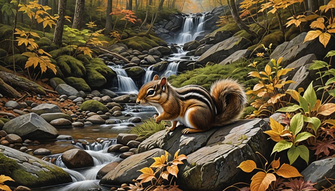 Smoky Mountains Fall Landscape with Chipmunk