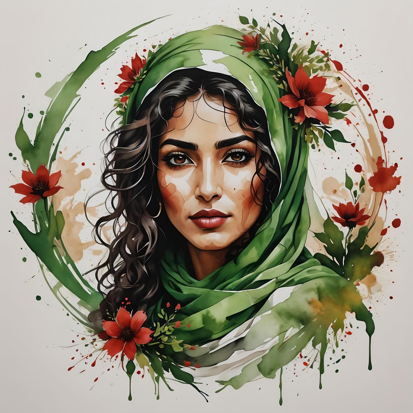 Minimalist Portrait of Arabic Woman in Traditional Dress