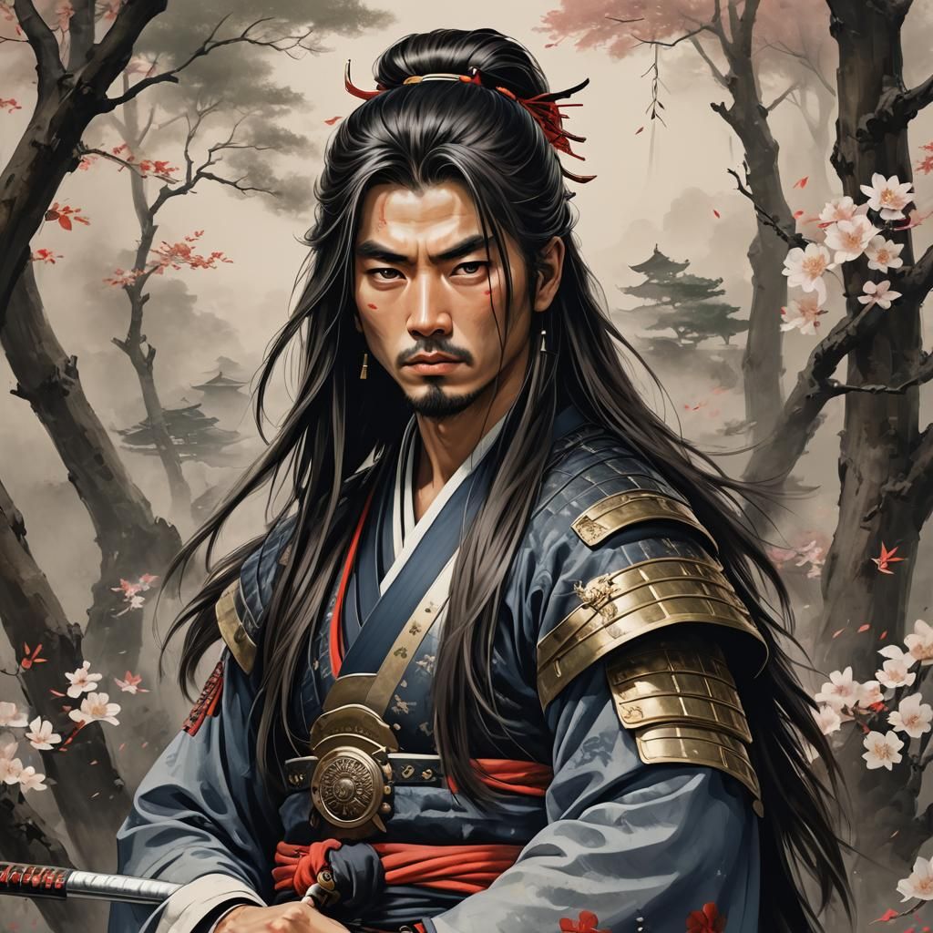 Young Samurai with Long Hair: A Modern Warrior